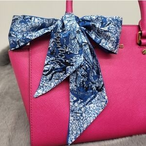 New Blue Chameleon Silk Skinny Scarf Twilly